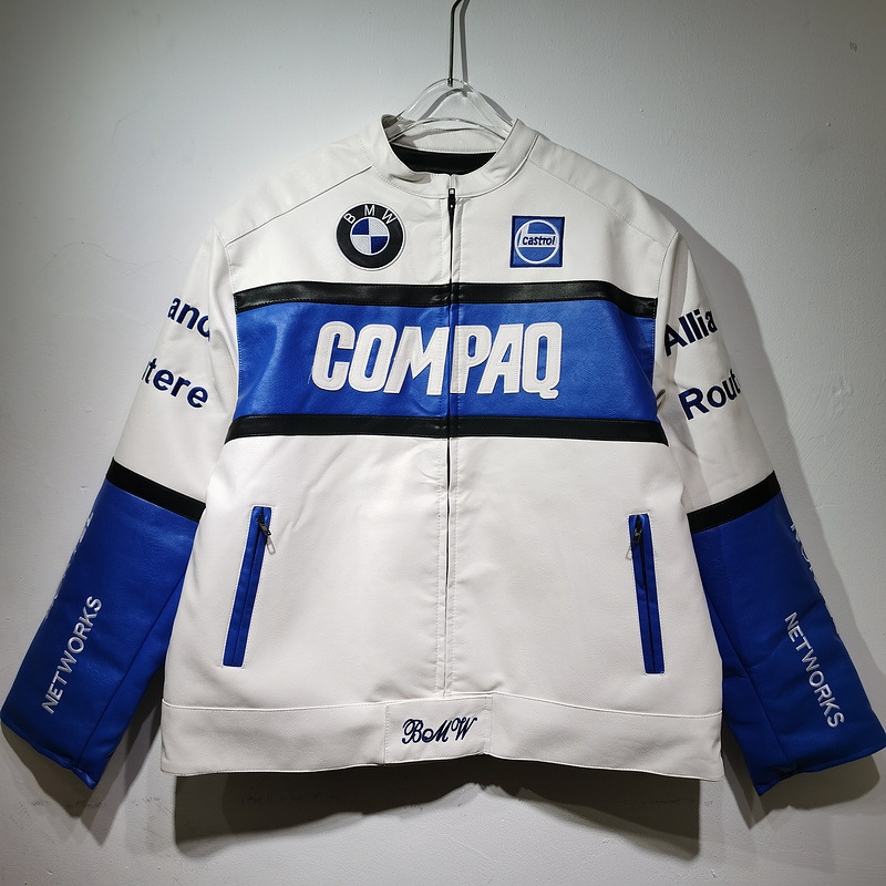 vintage宝马×嘉实多×compaq赛车加棉皮夹克外套秋冬加棉皮衣|undefined