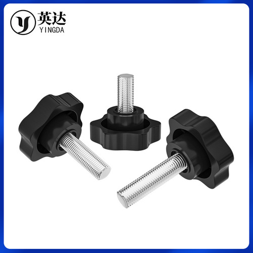 304 stainless steel hexagonal plum blossom handle screw star rubber head hand screw plastic adjustable screw bolt
