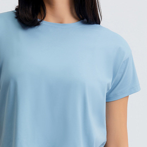 Euro-American Style Sexy Midriff-Baring Short Yoga T-Shirts for Women – Quick-Dry, Loose-Fit, Breathable Outdoor Sports & Fitness Wear DS071
