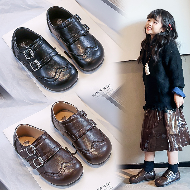 Zapatos de cuero para niñas de nuevo estilo, mocasines clásicos británicos para niños y niñas, primavera, otoño, calzado individual para bebés, cómodos zapatos de bebé._voghion.com
