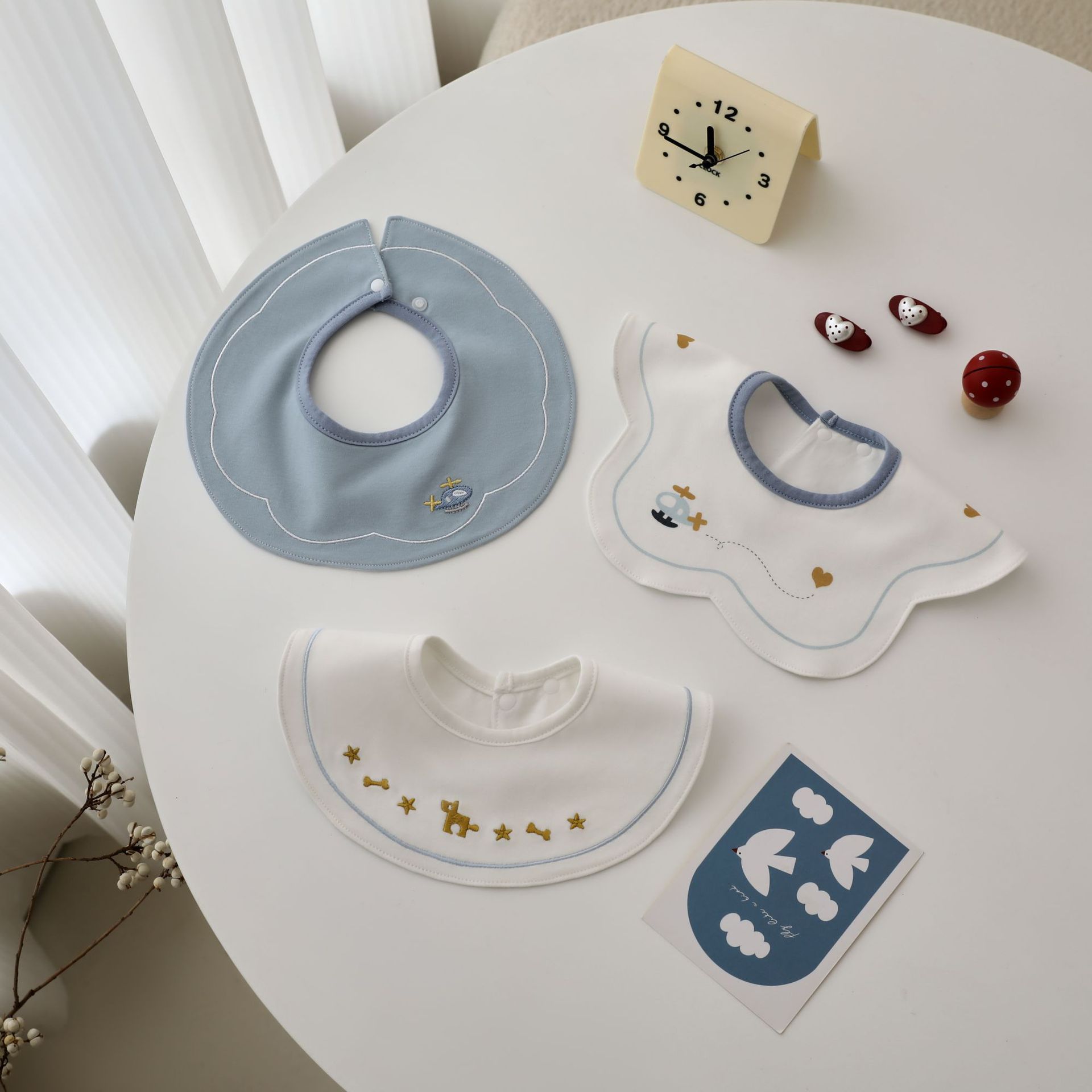 Children's cartoon waterproof eating bib for new born for food, with pocket, combed cotton 4