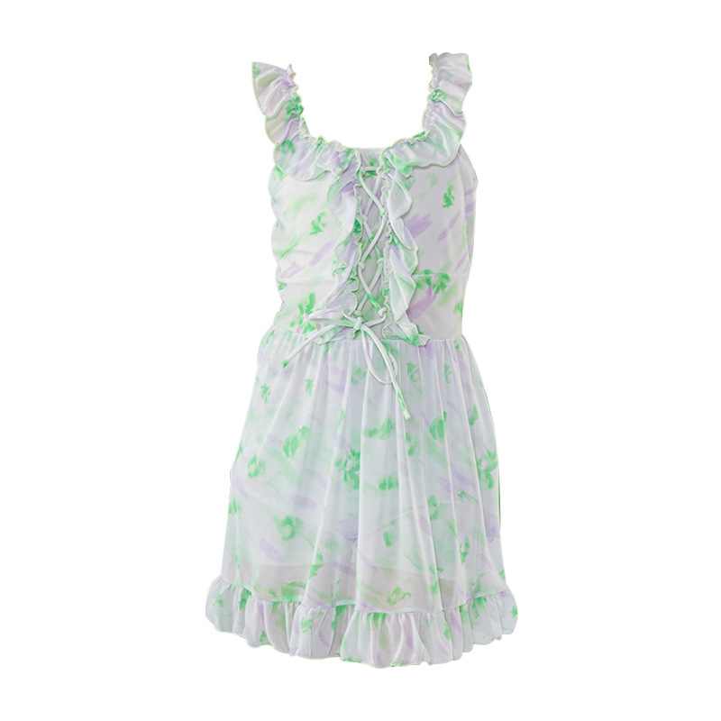 Traje de baño para niños 2025 nuevo vestido de tirantes dulce y fresco para niños y niñas de mediana edad traje de baño de vacaciones de estilo occidental