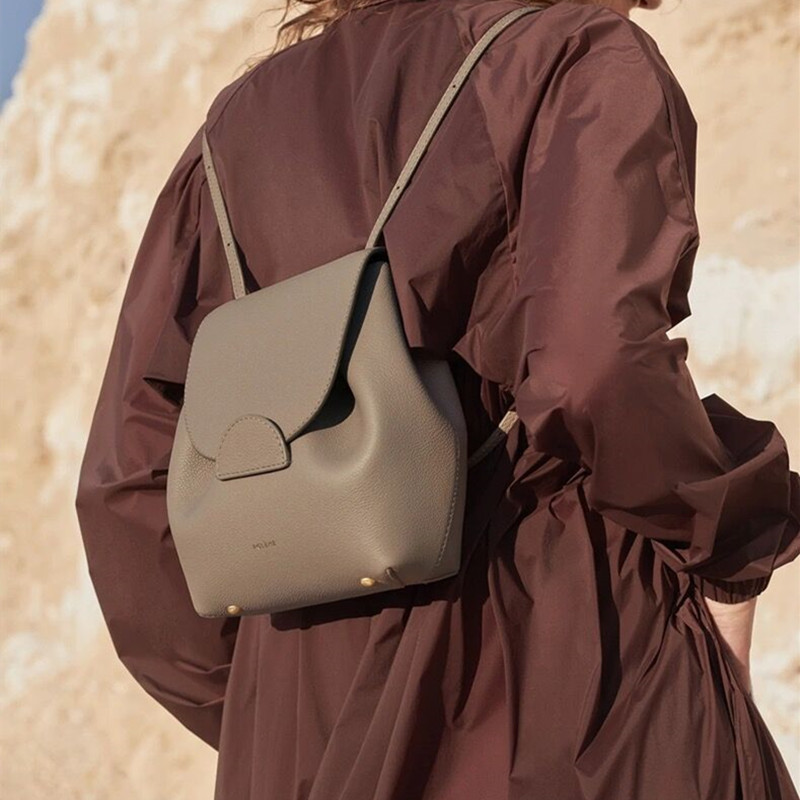 French Niche POLENE Backpack Number Adjustable All-match Cowhide Shoulder Bag Backpack poleno Women's Bag