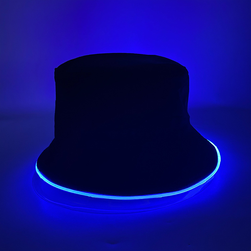 Ocio al aire libre sombrero para el sol luminoso de fibra óptica LED sombrero de pescador luminoso fiesta de festival de música de Halloween sombrero luminoso LED