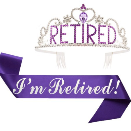 Conjunto de tirantes de corona de fiesta de graduación europea y americana Letras RETIRED Corona de diamantes Tocado de fiesta de jubilación al por mayor
