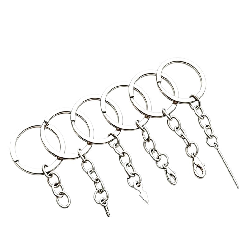 30mm llavero colgando cuatro cadenas de langosta botón anillo plano con cuatro cadenas de frijoles colgantes accesorios accesorios llavero