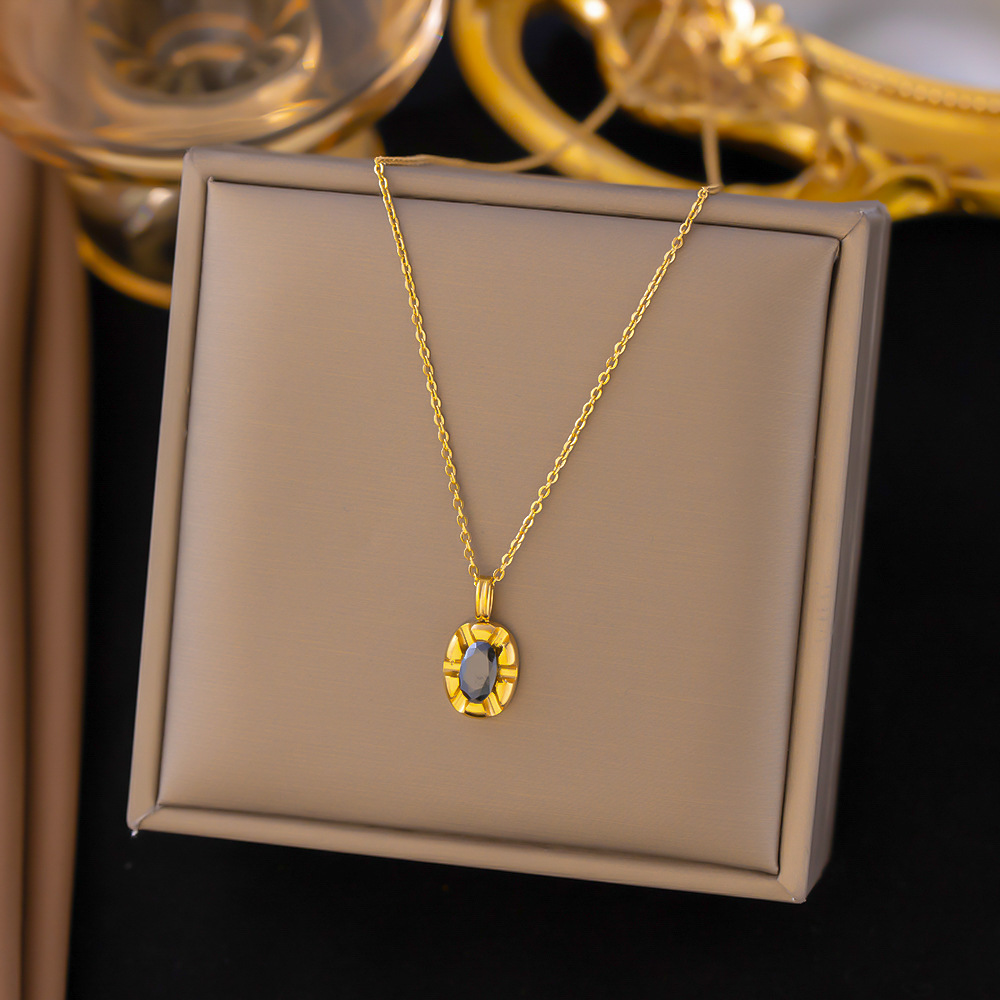 12g Weight 0.03µm-0.05µm Gold Plating Thickness PVD Coated Gold Plating Process Real Gold Plated Plating Material 304 Stainless Steel Pendant Material Pendant Necklace Classification 304 Stainless Steel Chain Material 18K Gold Plating Color cable chain Chain Type 1 Piece Quantity Daily Occasion 304 Stainless Steel Material Oval Pattern Women'S Gender Retro Style Waterproof Non Tarnish, Plating, Inlay Craft PVD Coated Real Gold Plated 18K Gold Oval 304 Stainless Steel Retro Waterproof Non Tarnish 304 Stainless Steel Pendant Necklace