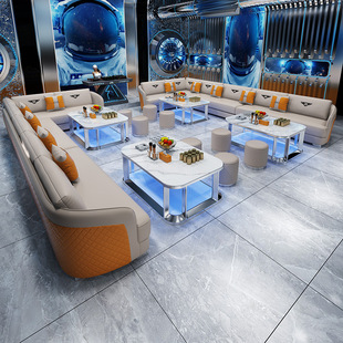 Factory Direct Sales Classy Ktv Sofa Commercial Bar Business Accessible Luxury Small Sofa Box U-Shaped Card Seat Coffee Table Combination
