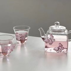 オリジナルデザイン春の蝶杯ポットセット水杯カップカップカップ小衆デザイン花ティーポット蝶ガラスカップ