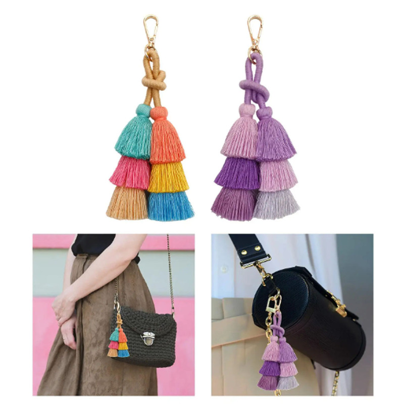 Tassel Key Chain Bohemian Ethnic Style Handmade Woven Bag Gift Purse Craft Christmas