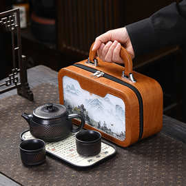 便携式户外旅行茶具伴手礼紫陶一壶二杯家用套装高档商务礼品定制