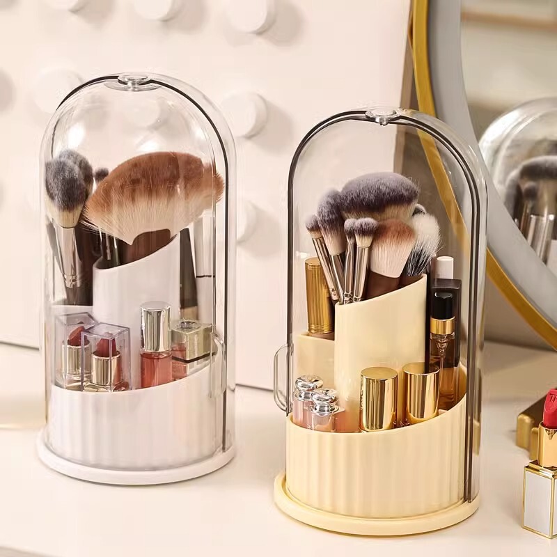 Makeup Storage Box Dustproof Large Capacity Rotary Dustproof Makeup Brush Storage Cartridge Dressing Table Desktop Pen Cartridge
