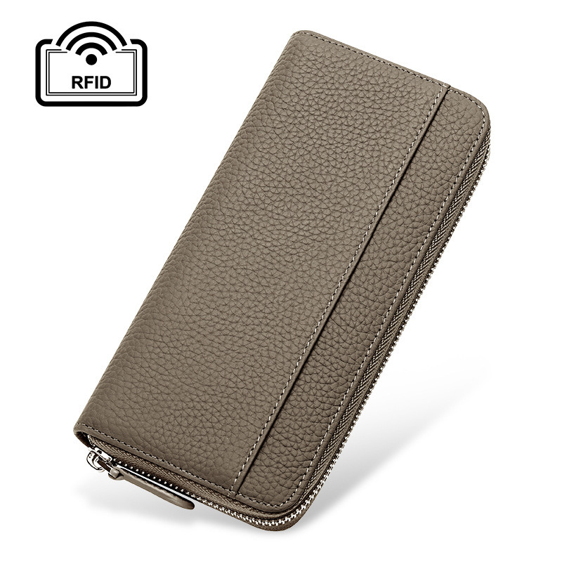 本革レディースロングジッパーライチ柄牛革日本手持ち财布日本式长い木レディースwallet