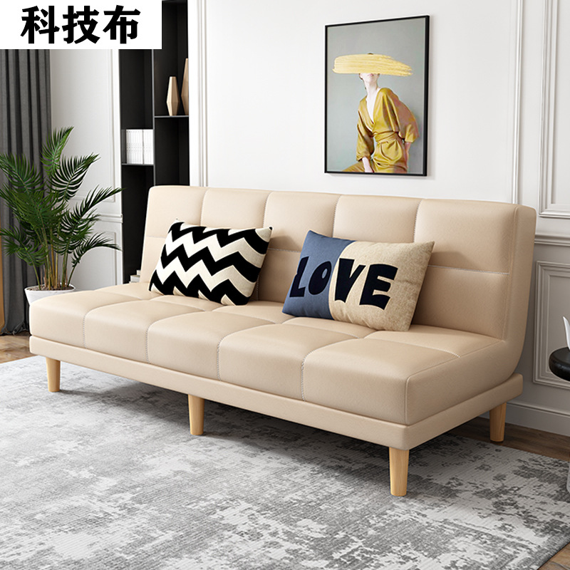 Fábrica directa sofá de piel de gato garra sala de estar pequeña casa de alquiler tienda de ropa doble plegable multifuncional dos