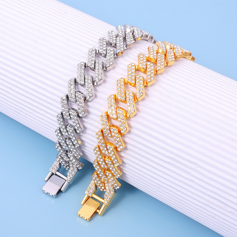 New 20MM Full Diamond Fashion Popular Exaggerated Cuban Jewelry Feet Chain_voghion.com