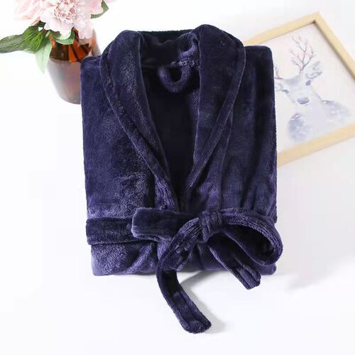 Spring and Autumn Leisure Coral Velvet Bath Robe, Winter Flannel Pajama Robe, Long Sleeve, Short Sleeve, Extended Length Home Wear