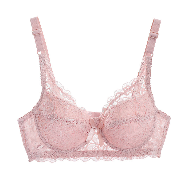 Gran tamaño sin esponja sujetador de mujer ajustable gran taza de encaje sexy delgado gran pecho pequeño ropa interior anti-caída image 5