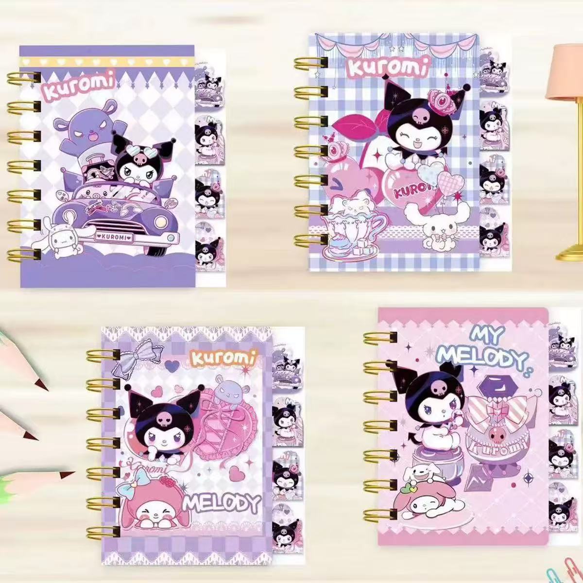 Cuaderno Espiral con Diseño de Mascota Adorable, Cuaderno Escolar Kuromi de Alta Calidad, Planificador Espiral con Hojas Intercaladas, Diario, Agenda.