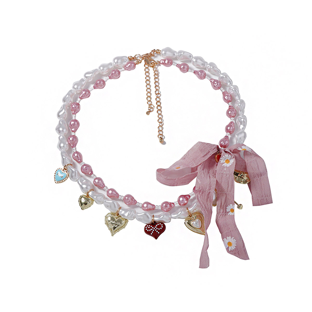 Elegante Señora Forma De Corazón Perla De Imitación Aleación Cadena Con Cuentas Collares En Capas Venta Al Por Mayor display picture 6