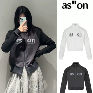 【现货】韩国ason插肩袖拼接撞色拉链开衫长袖翻领可立领短款外套