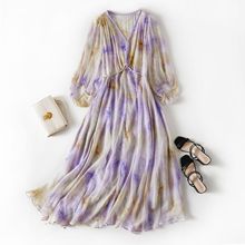 法式重磅真丝连衣裙长款夏季新款海边度假优雅桑蚕丝长裙86046