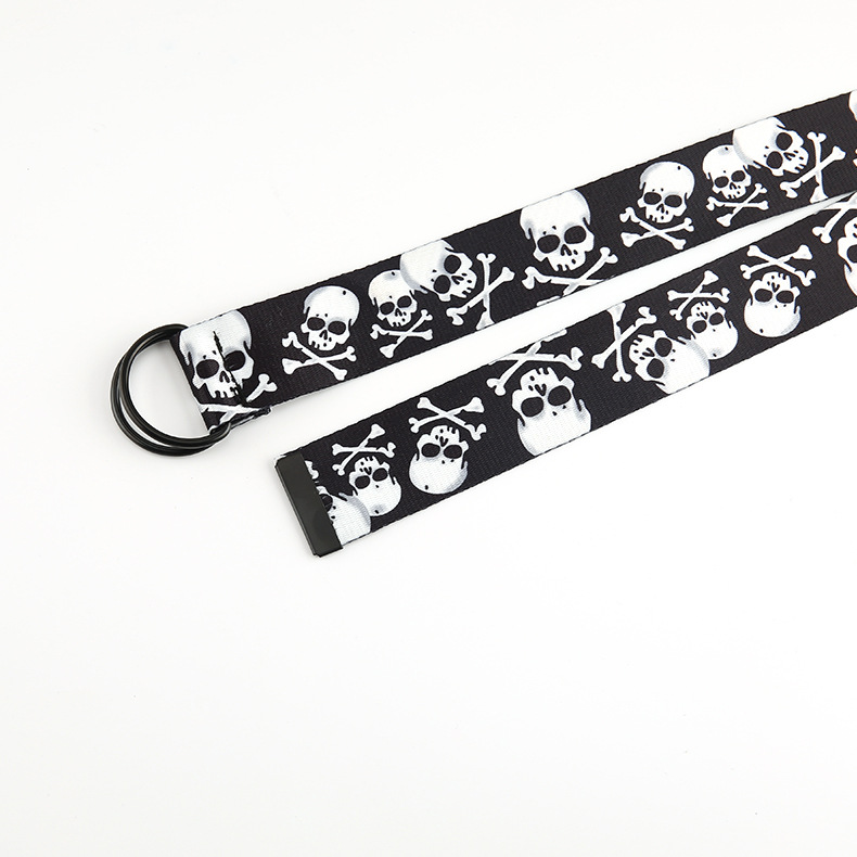 Exaggerated Skull Woven Fabric Iron Unisex Woven Belts display picture 12