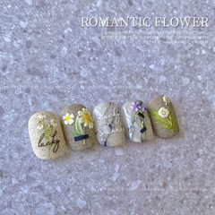 tomoni超薄美甲野花雛菊浮雕小花鬱金香夏日清新指甲貼向日葵日系