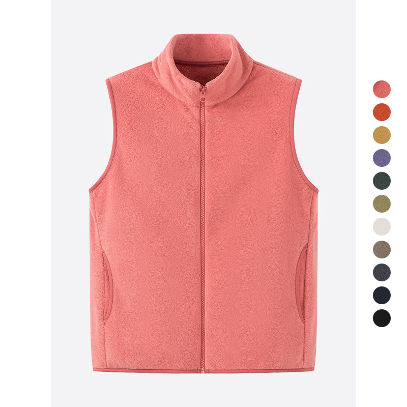 Women's 2023 Autumn New stand collar loose warm coat polar fleece casual simple vest 39156