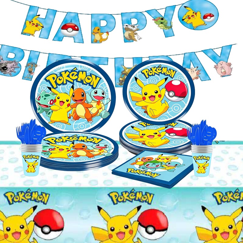 Cross-border Blue Theme Pokémon Party Decoration Props Set: Paper Plates, Napkins, Tablecloth, Paper Cups Cross-border Blue Theme Pokémon Party Decoration Props Set: Paper Plates, Napkins, Tablecloth, Paper Cups