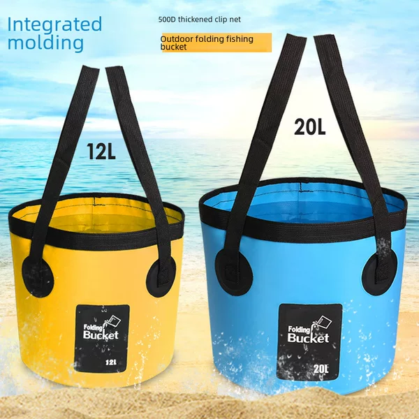 Easy to carry Foldable Outdoor Bucket Lightweight Car Washing Bucket Wash Hand Wash 500D Bucket Mesh Fishing Bucket