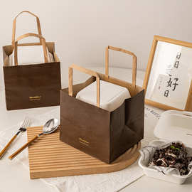 网红甜品手提袋烘焙蛋糕手提纸袋便当甜品一次性手提打包袋批发