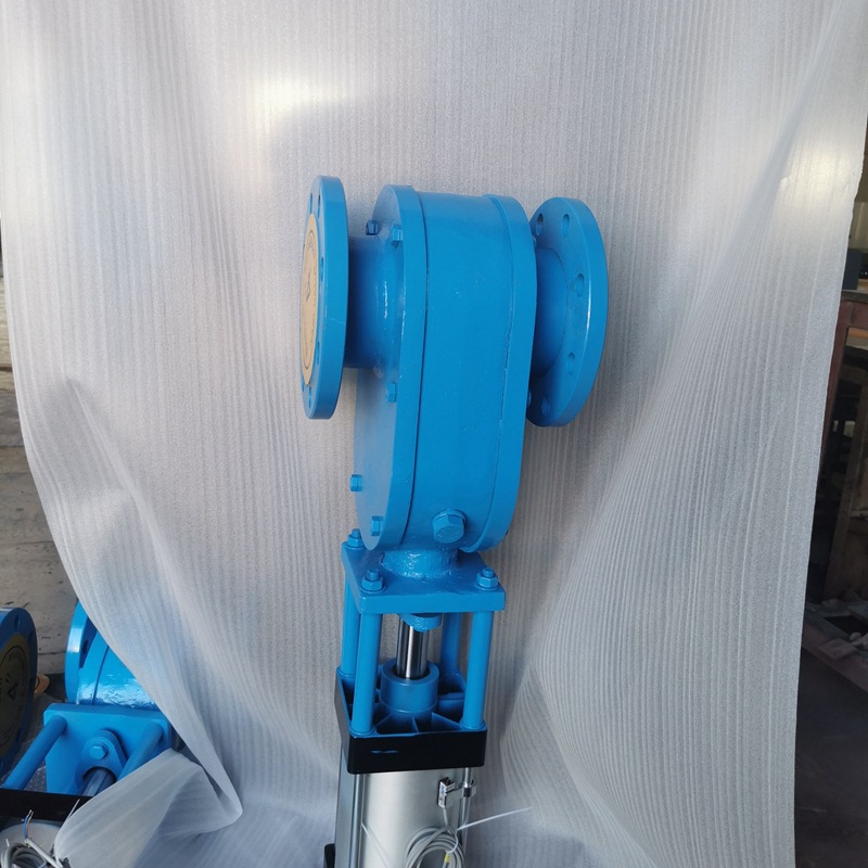 法兰铸铁出料阀们 法兰式气动陶瓷双插板阀 支持定制