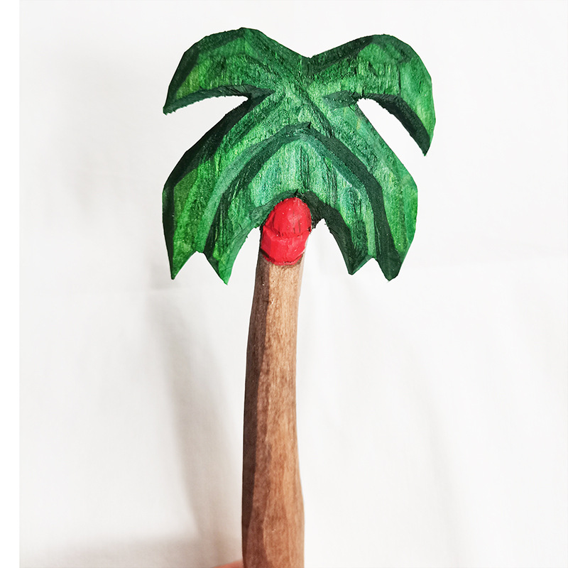 Jirafa elefante lindo animal de dibujos animados pluma tallada a mano creativa pluma de madera talla de madera pluma de gel DIY