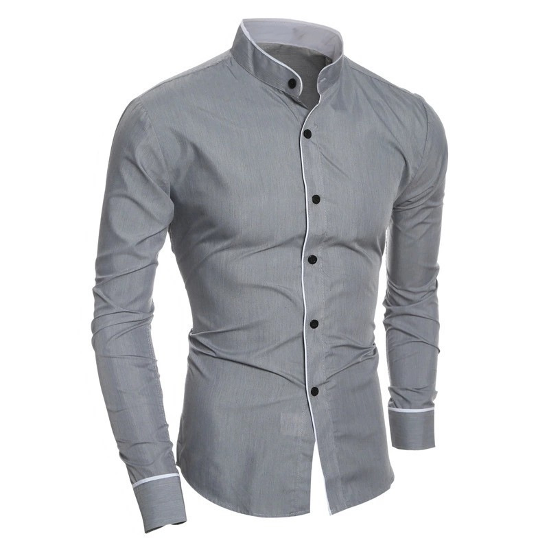 Primavera nuevos hombres de color puro simple casual estilo coreano camisa delgada de manga larga camisa de hombre camisa de fondo promoción de envío gratis