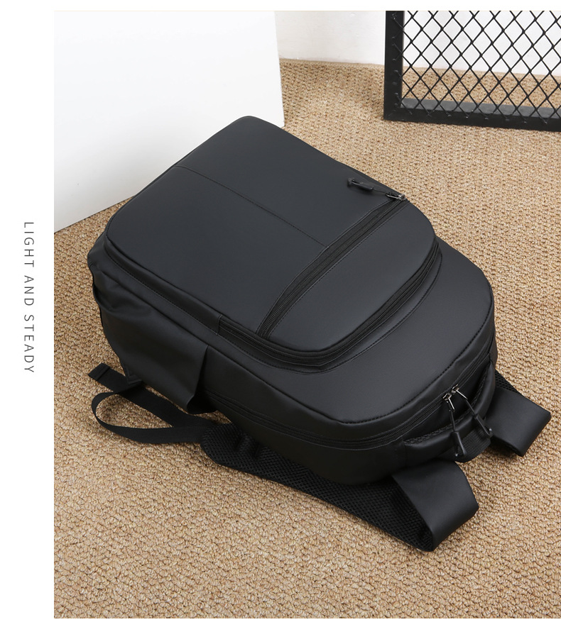 Cross-border business backpack, men's commuting and office computer bag, water-resistant double backpack, lightweight and large-capacity student schoolbag undefined