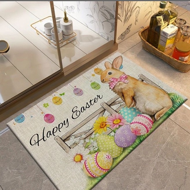 Transfronterizo de Amazon conejo de Pascua alfombra de piso decorativa Flor de camión alfombra de puerta de interior y exterior alfombra de pie de pasillo al por mayor