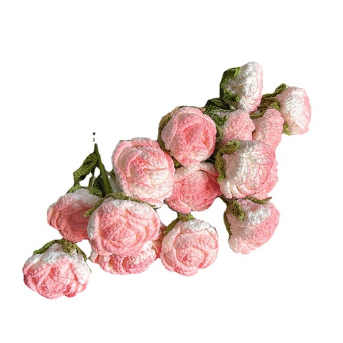 Hand-knitted hand-held roses, finished bouquets, floral decorations, versatile immortal flowers, crocheted wool flowers, wholesale