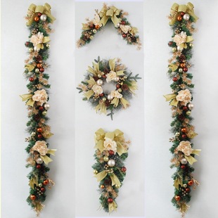 imitation wreath golden leaf golden fruit christmas wall decoration creative door decoration christmas rattan wreath lintel hanging tree