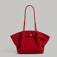 秋冬の新型スエードのフロスト感餃子バッグ女性大容量ハンドバッグ高級感シングル肩脇下バッグ潮