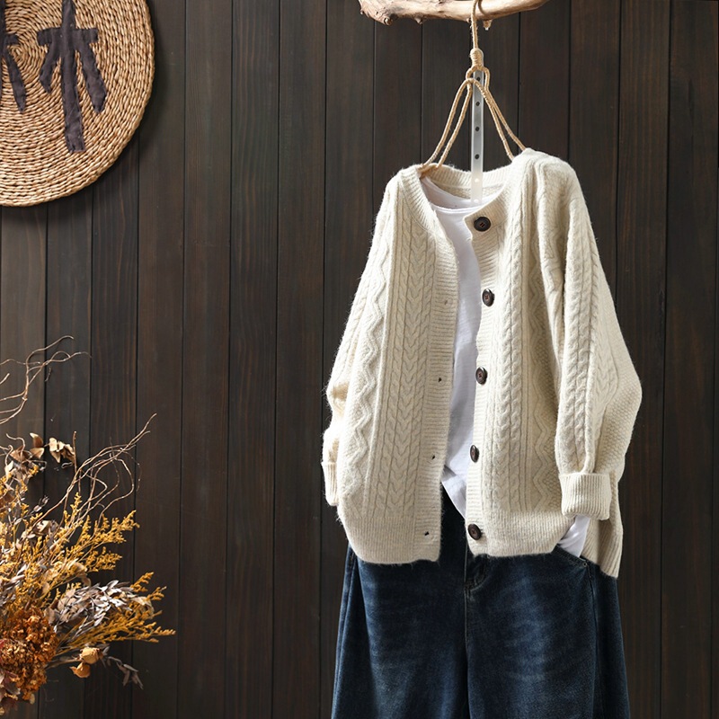 Early Spring Autumn 2024 New Explosions Women's Western-style Top Loose Twist Women's Sweater Knitted Cardigan Jacket