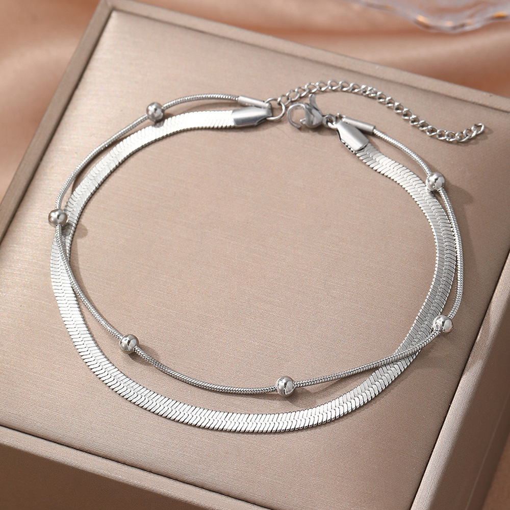Elegant Double Layer Titanium Steel Bracelet Chain 18k Gold Vacuum Plated Non Fading For Stacking Jewelry Accessory_voghion.com
