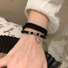 新しい中国風のレトロな多層黒曜石ハイエンドブレスレット女性用、ニレの花ニッチマネーバッグチェーン、学生向けの多用途モデル
