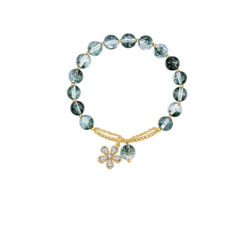 Fashion Flower Alloy natural stone Beaded Flowers Metal Zircon Bracelets