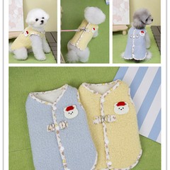 宠物服装狗猫衣服秋冬新品宠物厂家批发小狗服装25红帽熊绒背心