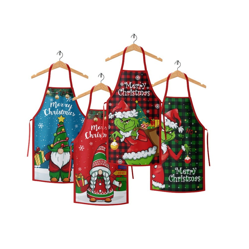 アマゾンの新しいクリスマスエプロングリーン奇サンタクロースの家庭用キッチンエプロンクリスマス用品卸売り|undefined