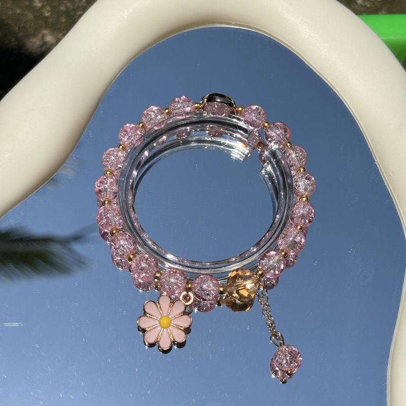 Kristall Gänseblümchen Perlenarmband Koreanischer Stil Für Damen_voghion.com