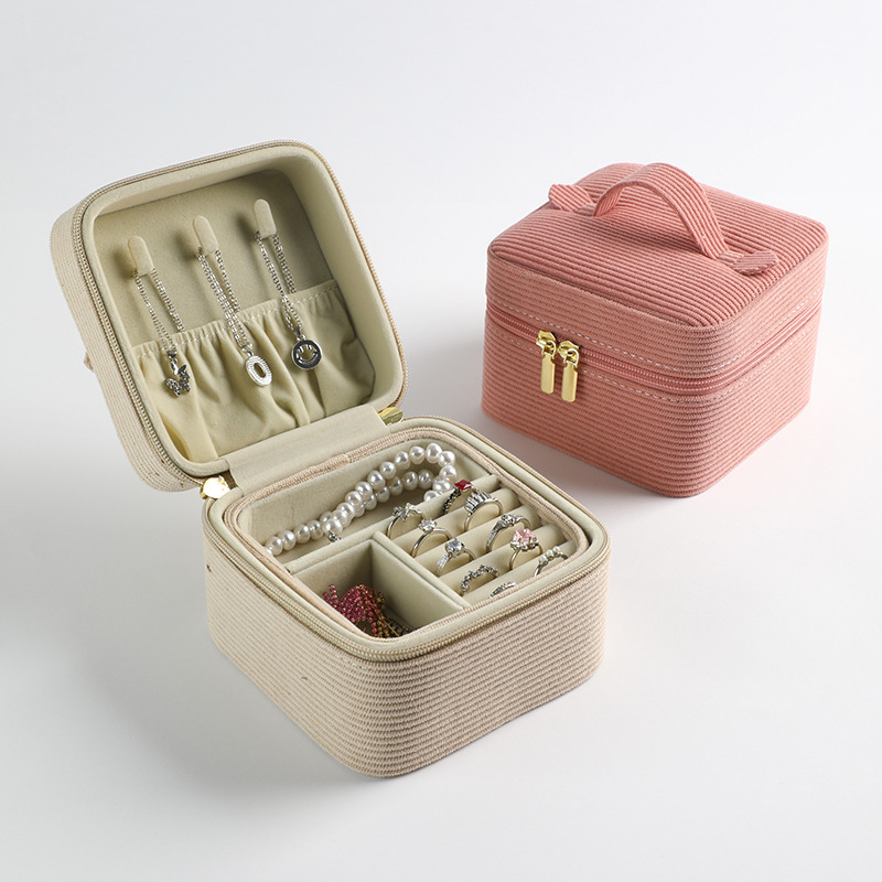 Caja de joyería portátil de melee de alta calidad, bolsa de maquillaje de viaje de gran capacidad, joyería lápiz labial, caja de almacenamiento con cremallera portátil