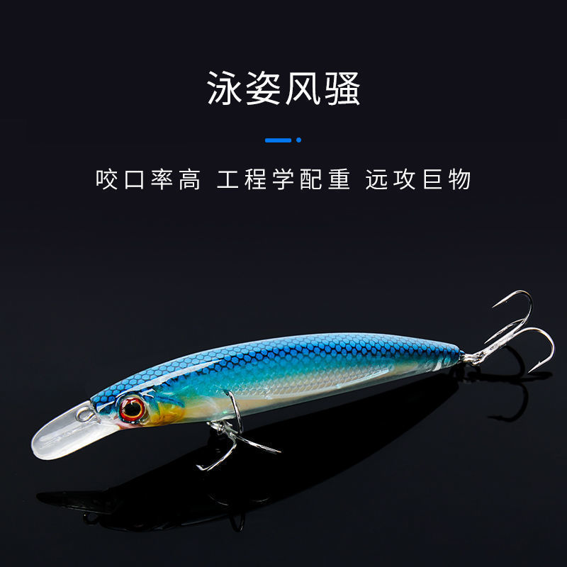 Remote lanzamiento de minolía cebo flotante flotante flotante de agua sumergida suspensión de pico de cachorro tilapia cebo falso melisco marino