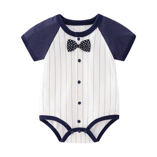 Little Boy's Summer Short-sleeved Jumpsuit Baby's Summer Climbing Clothes Trendy Gentleman's Handsome Clothes