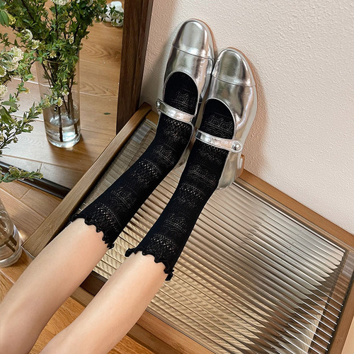 Flower Yanxi Spring and Summer New Products Ruffles Lace Pile Socks Japanese Girl Y2K Thin Summer Beautiful Mid-Calf Socks 
